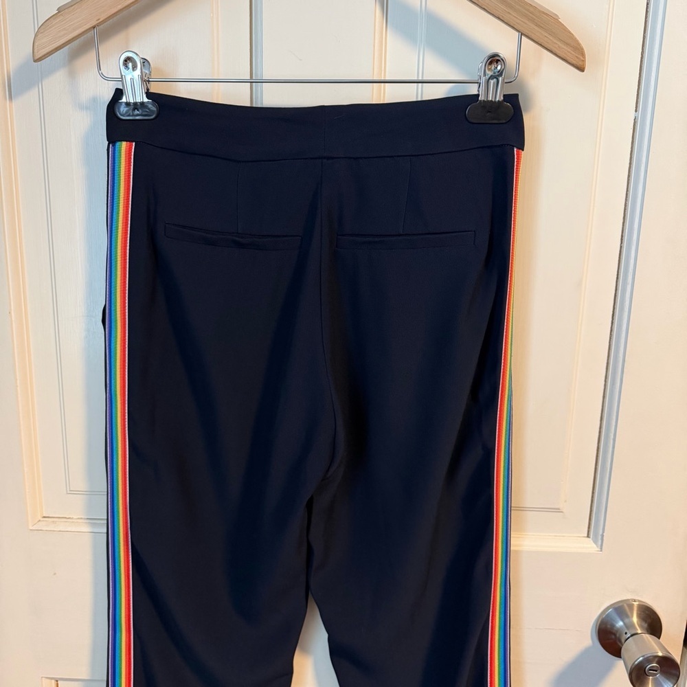 La Ligne Le Tuxedo Pant with Rainbow Stripe 0 Navy Blue Flare Sporty Pride - Picture 3 of 11